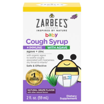 Zarbee's Baby Cough Syrup Immune With Organic Agave And Zinc Natural Grape Flavor - 2 Fl. Oz. - Image 2