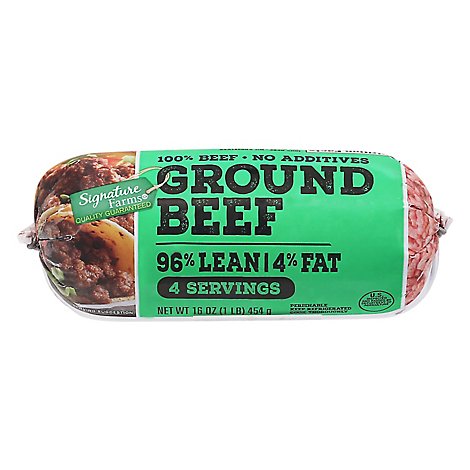 Signature Farms Ground Beef 96% Lean 4% Fat Chub - 16 OZ