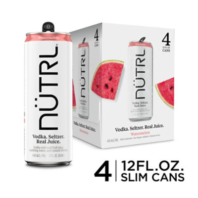 Nutrl Watermelon Vodka Seltzer In Cans - 4-12 Fl. Oz.