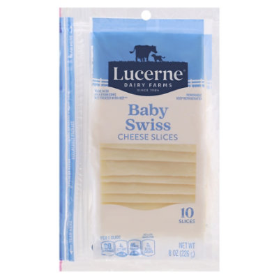 Lucerne Cheese Baby Swiss Slices - 8 OZ
