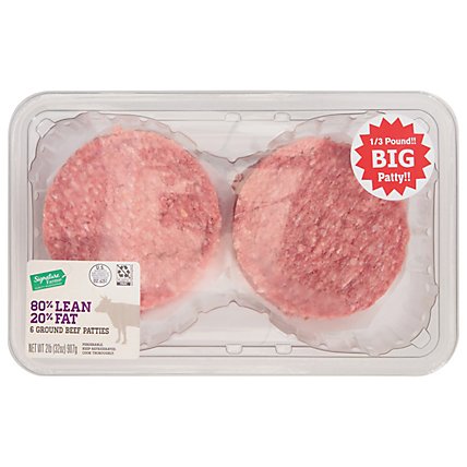 Signature Farms Ground Beef Patty 80% Lean 20% Fat - 32 OZ
