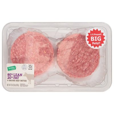 Ground Beef 80% Lean 20% Fat Value Pack - 3 Lbs. - Vons