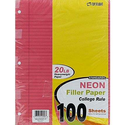 Top Flight College Rule Neon Filler Paper 10.5x8 - 100 CT - Image 2