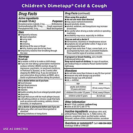 Childrens Dimetapp Cold & Cough Grape - 4 Oz - Image 5