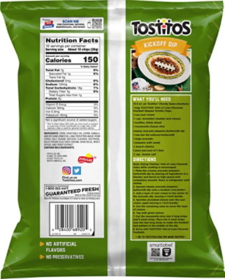 Tostitos Tortilla Chips Hint Of Lime Flavored 10 Oz - 10 OZ - Image 6