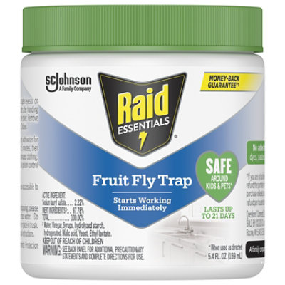 Raid Fruit Fly Trap, Indoor Fruit Fly Killer, Easy to Use Safe, Food-Based  Lure Fly Catcher, 2 Traps + 120 Day Lure Supply