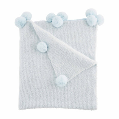 Mud Pie Blue Chenille Blanket - EA
