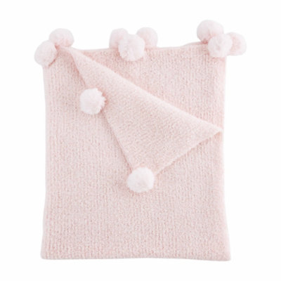 Mud Pie Pink Chenille Blanket - EA