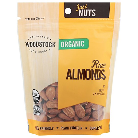 Woodstock Almonds Raw Organic - 7.5 OZ