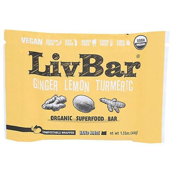 Livbar Ginger Lemon Tumeric Bar - 1.55 OZ