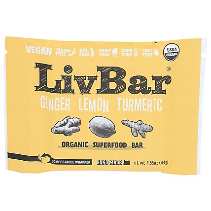 Livbar Ginger Lemon Tumeric Bar - 1.55 OZ - Image 1