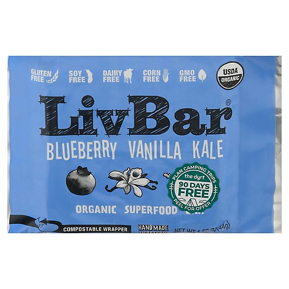 Livbar Blueberry Vanilla Kale Bar - 1.55 OZ