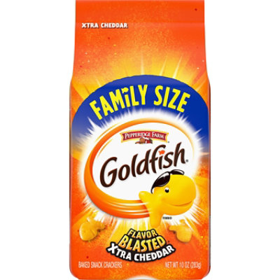 Goldfish Flavor Blasted Xtra Cheddar Crackers Snack Crackers Family Bag - 10 Oz