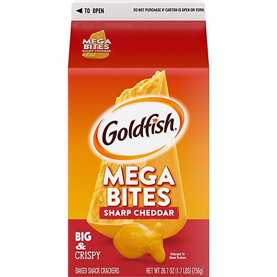 Goldfish Mega Bites Sharp Cheddar Crackers Snack Crackers Carton - 26.7 Oz