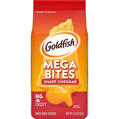 Goldfish Mega Bites Sharp Cheddar Crackers Snack Crackers Bag - 5.9 Oz