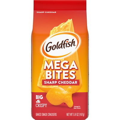 Goldfish Mega Bites Sharp Cheddar Snack Crackers Bag - 5.9 Oz