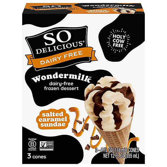So Delicious Dairy Free Wondermilk Salted Caramel Sundae Cones Frozen Dessert - 3-4.0 Fl. Oz.