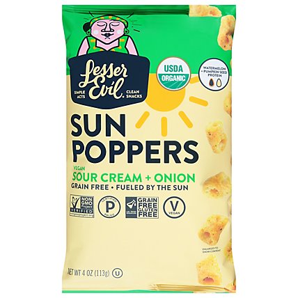 Lesser Evil Sour Cream Onion Sun Poppers - 4 Oz - Image 1