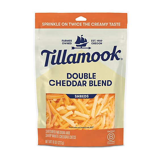 Tillamook Farmstyle Fine Cut Double Cheddar Blend Shredded Cheese - 8 Oz