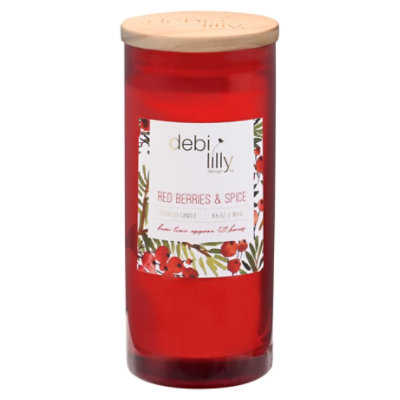 Debi Lilly Red Berries & Spice Glass Candle EA Vons