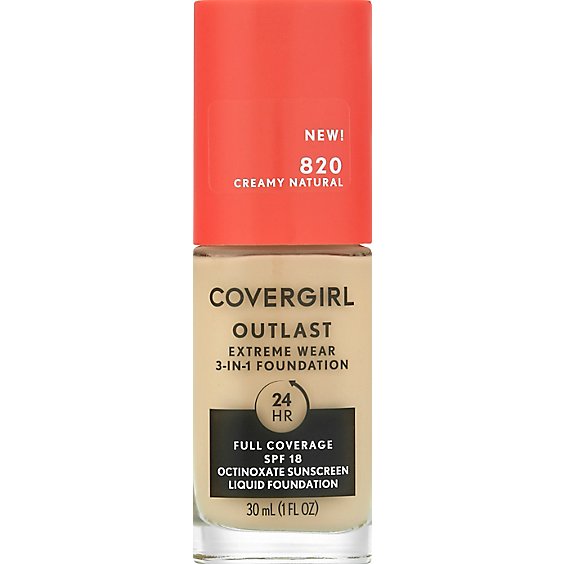 Covergirl Outlast Extreme Wear 3-In-1 Foundation 820 Creamy Natural - 1 Fl. Oz.