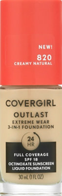 Covergirl Outlast Extreme Wear 3-In-1 Foundation 820 Creamy Natural - 1 Fl. Oz.