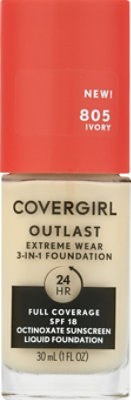 Covergirl Outlast Extreme Wear 3-In-1 Foundation 805 Ivory - 1 Fl. Oz. - Image 2