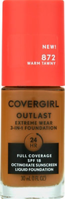 Covergirl Outlast Extreme Wear 3-In-1 Foundation 872 Warm Tawny - 1 Fl. Oz.  - Image 1