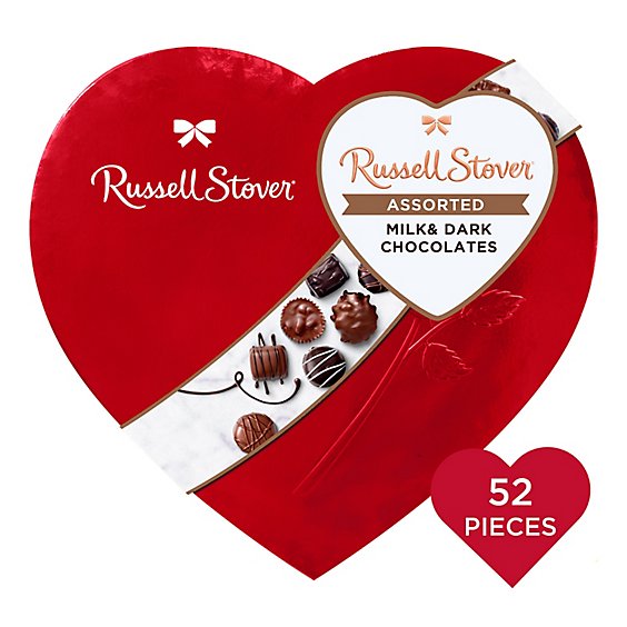 RUSSELL STOVER Valentine's Red Heart Milk Chocolate & Dark Chocolate Gift Box - 30.04 Oz