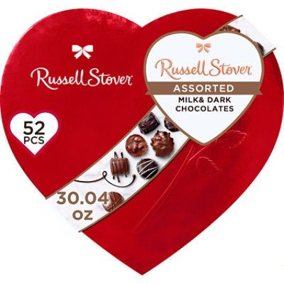 RUSSELL STOVER Valentine's Red Heart Milk Chocolate & Dark Chocolate Gift Box - 30.04 Oz