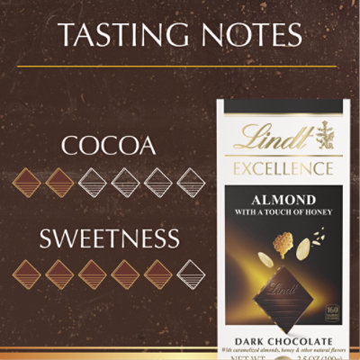 Lindt EXCELLENCE Almond with a Touch of Honey Dark Chocolate Candy Bar - 3.5 Oz - Image 5