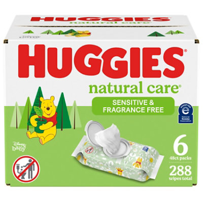 Huggies Natural Care Sensitive Fragrance Free Baby Wipes Flip Top Packs - 48 Count