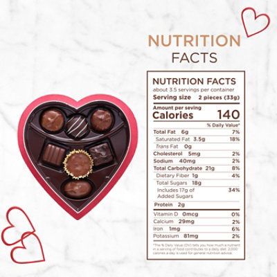 Russell Stover Valentine's Day Red Foil Heart Assorted Milk & Dark Chocolate Gift Box - 4.03 Oz - Image 3