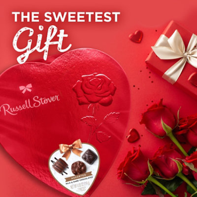 Russell Stover Valentine's Day Red Foil Heart Assorted Milk & Dark Chocolate Gift Box - 4.03 Oz - Image 3