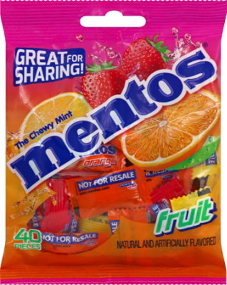 Mentos Chewy Mint Candy Fruit Individually Wrapped Non Melting 3.8 Ounces 40 Piece Peg Bag - 40 CT - Image 2