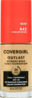 Covergirl Outlast Extreme Wear 3-In-1 Foundation 842 Medium Beige - 1 Fl. Oz.