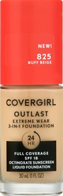 Covergirl Outlast Extreme Wear 3-In-1 Foundation 825 Buff Beige - 1 Fl. Oz.