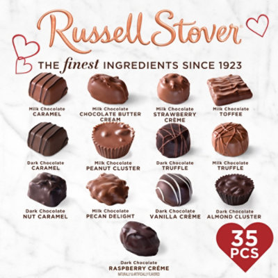 Russell Stover Valentine's Day Red Foil Heart Assorted Milk & Dark Chocolate Gift Box - 20.1 Oz - Image 2
