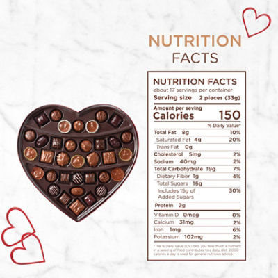 Russell Stover Valentine's Day Red Foil Heart Assorted Milk & Dark Chocolate Gift Box - 20.1 Oz - Image 3