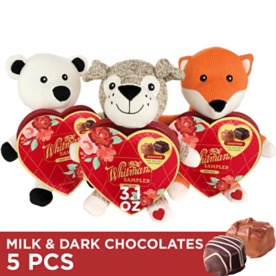 Whitmans Sampler Hrt W/ Plush - 3.1 OZ - Image 1