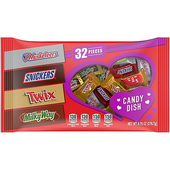 Mars Snickers Twix Assorted Chocolate Valentine Day Candy 32 Count - 9.76 Oz