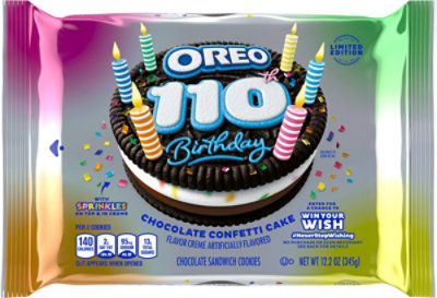 Oreo Double Stuf Cookies Chocolate Confetti Cake Flavor Creme - 12.2 OZ - Image 2