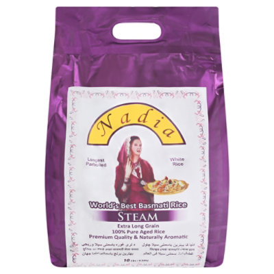 Nadia Basmati Steam Rice Extra Long Grain - 10 LB - Image 3