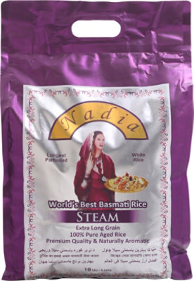 Nadia Basmati Steam Rice Extra Long Grain - 10 LB - Image 2