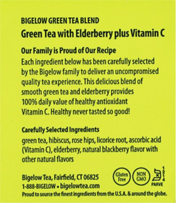 Bigelow Tea Green Elderberry Vit Cin C - 0.9 OZ - Image 4