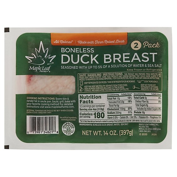All Natural Boneless Duck Breast 2-pack, Frozen, 14 Oz - 14 OZ