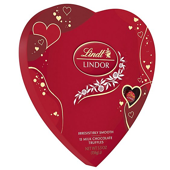 Lindt LINDOR Valentines Milk Chocolate Candy Truffles Heart Gift Box - 5.5 Oz