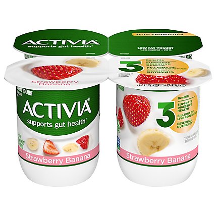 Dannon Activia Yogurt Strawberry Banana - 4-4 OZ - Image 2