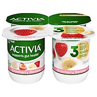 Dannon Activia Yogurt Strawberry Banana - 4-4 OZ - Image 1