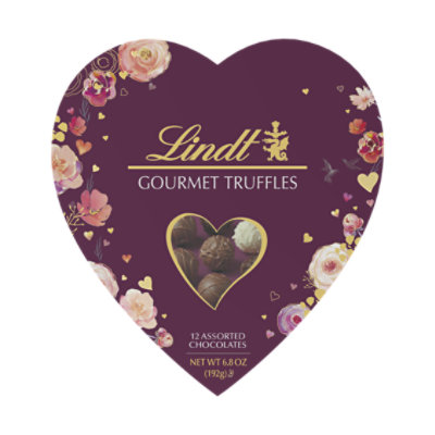 Lindt Valentines Gourmet Truffles Assorted Chocolate Candy Heart Gift Box - 6.8 Oz - Image 1